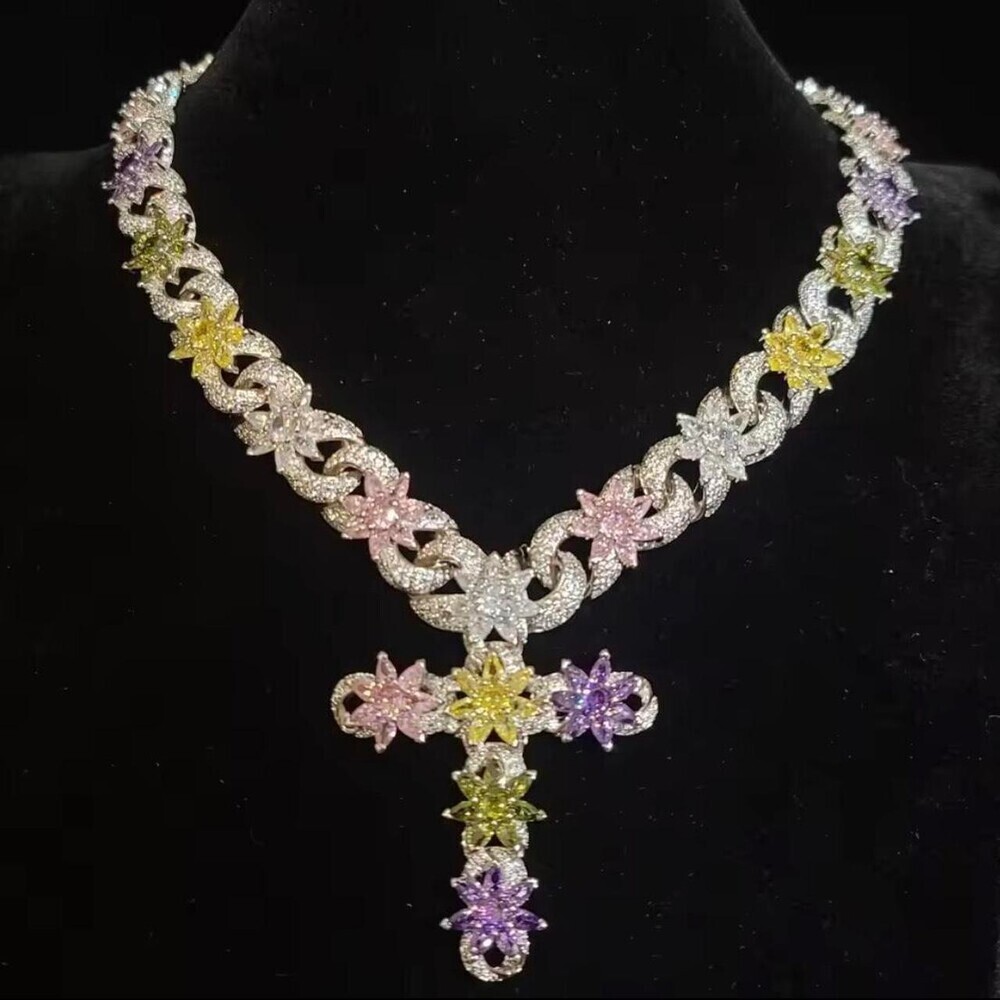 Multi Coloured Cross Necklace With 527 D